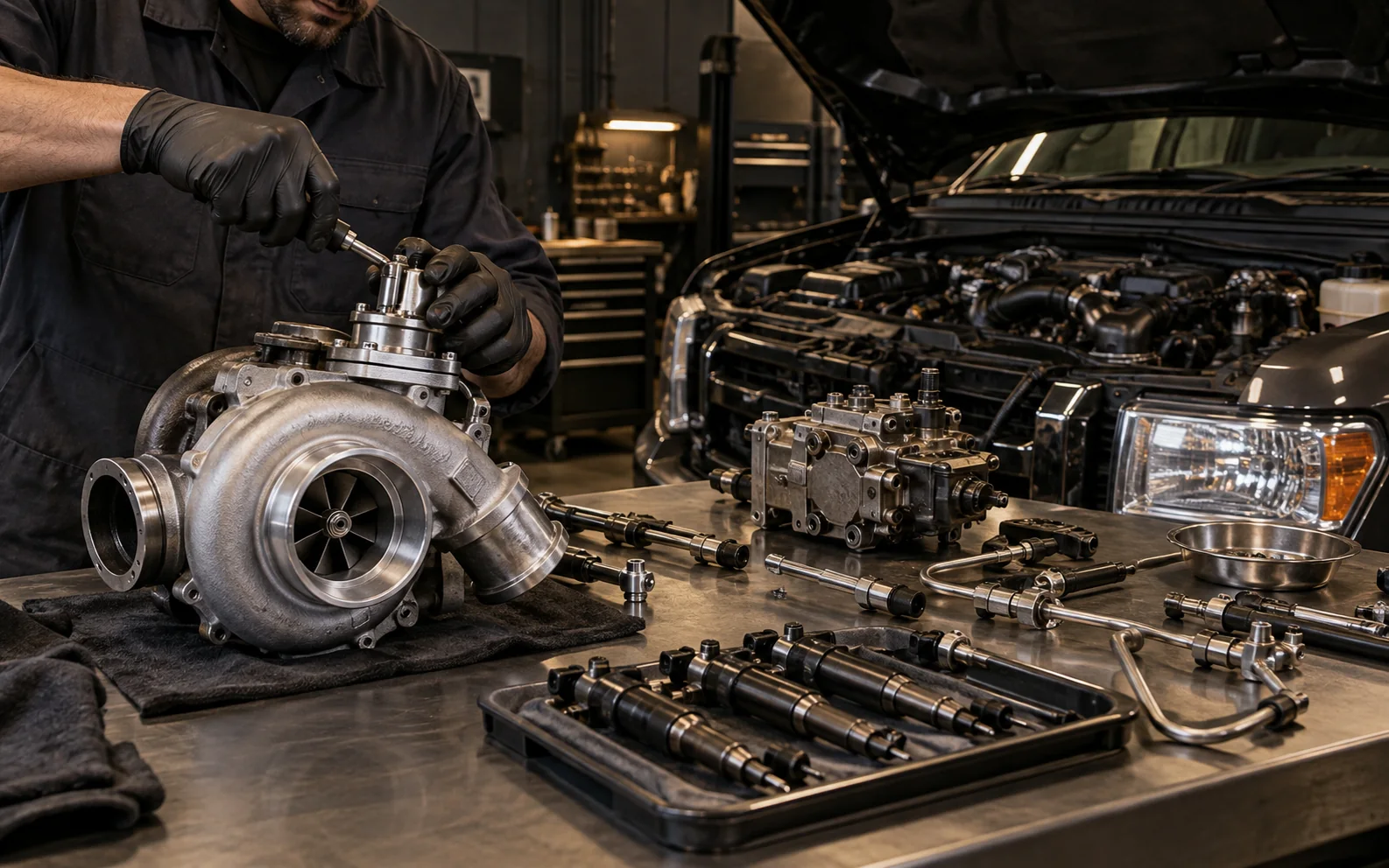 Diesel turbocharger and fuel system service